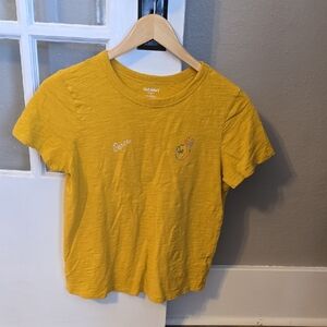 Old Navy Mustard Tee with Peace Embroidery